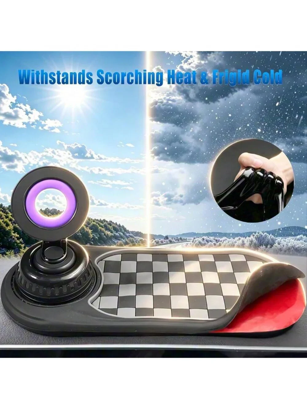 360° Adjustable Magnetic Car Phone Mount & Anti-Slip Dashboard Mat - Universal